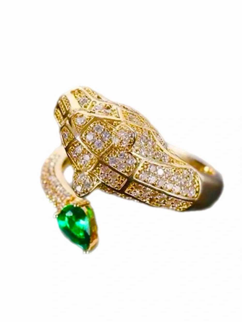 New Gold Crystal Panther Ring
